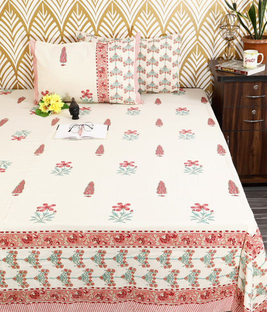 Spring Petals King Size Cotton Bedsheet Set