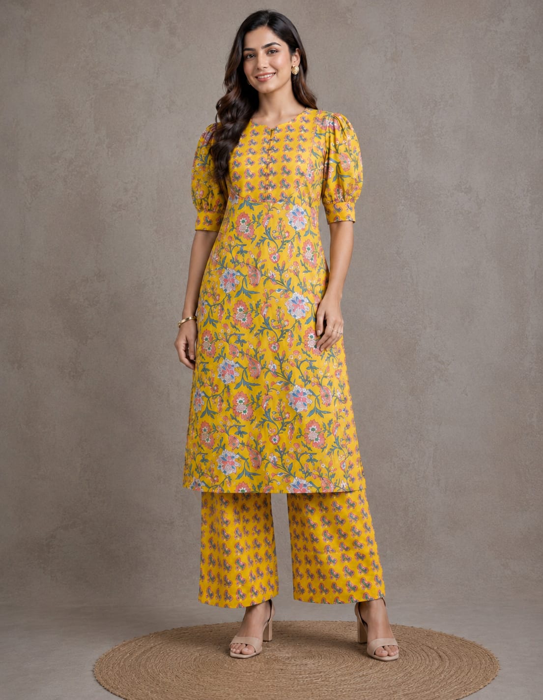 Sunflower Charm Kurti Palazzo Set