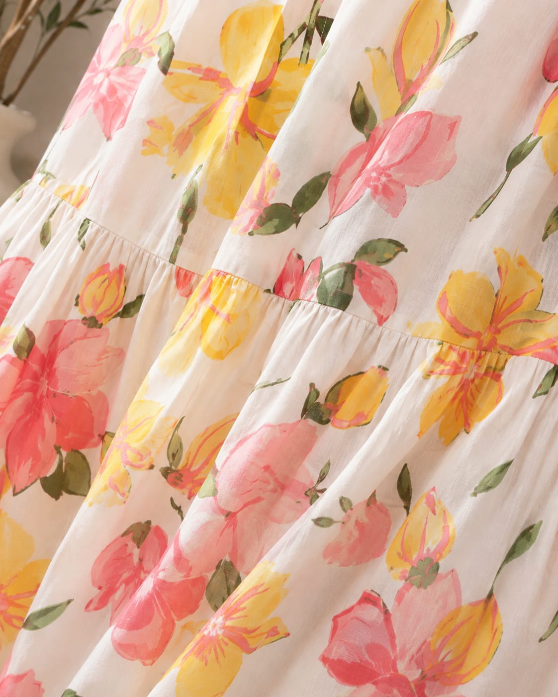 Sunlit Blossom Halter Maxi Dress