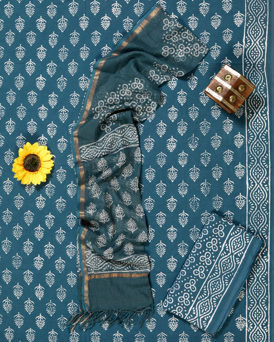 Teal Leaf Kota Doriya Dupatta Suit Set