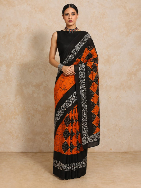 Virsa Bagru Pure Mulmul Cotton Saree