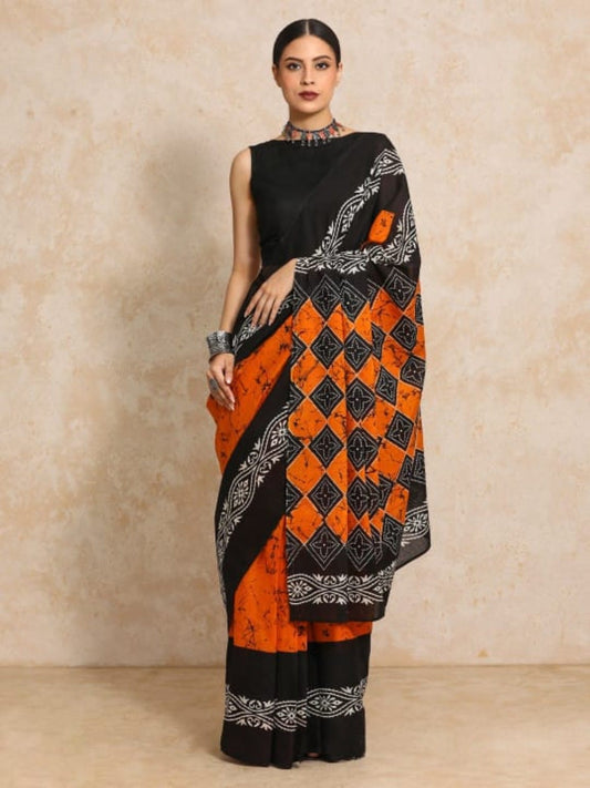 Virsa Bagru Pure Mulmul Cotton Saree